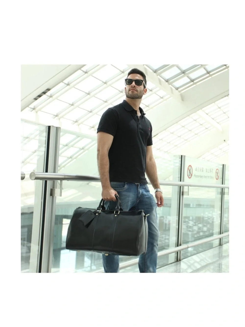 Leathario Travel Duffle Bag For Men Women Genuine Leather Overnight Weekender